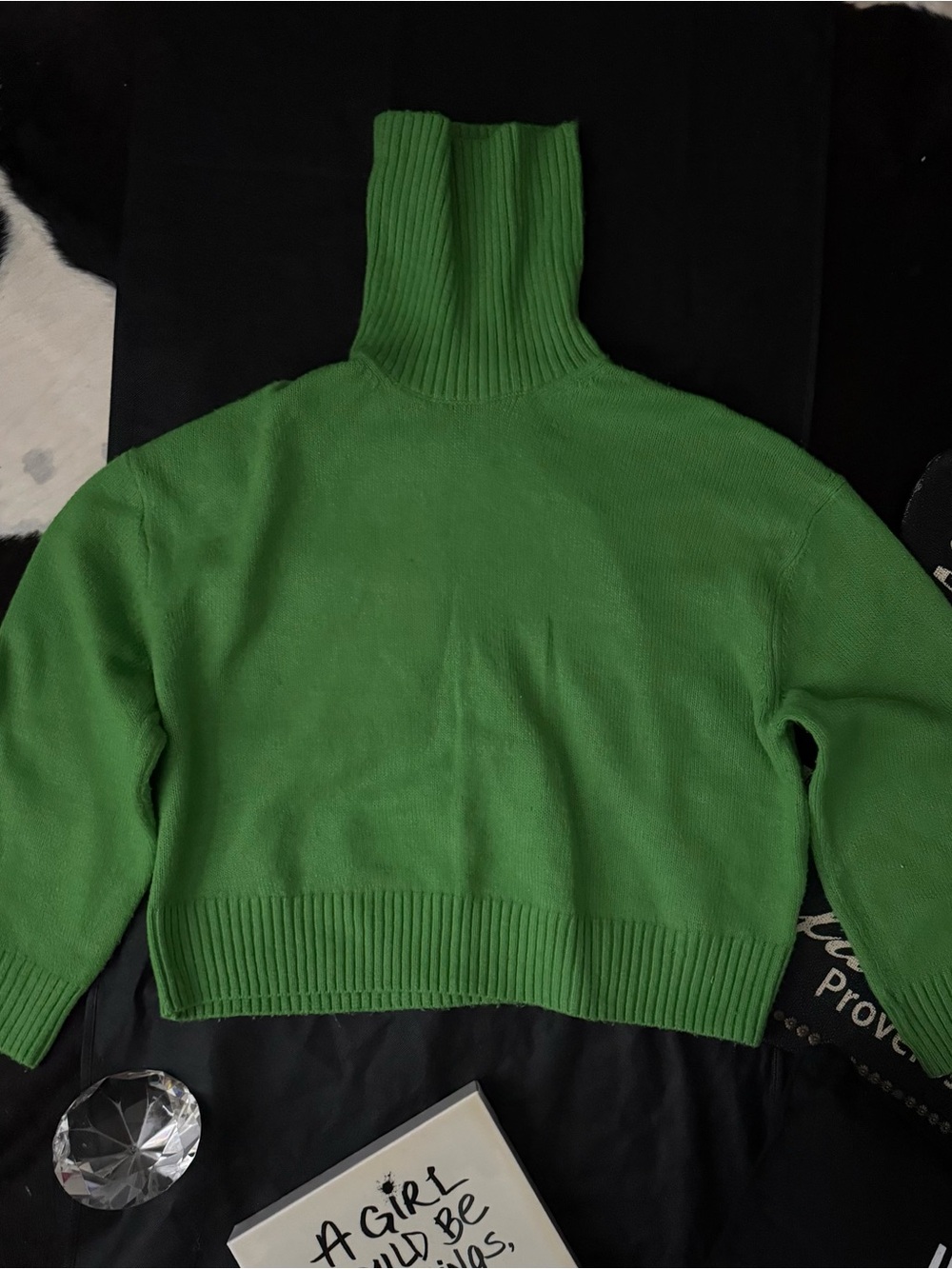 H&M Bright Green Ribbed Turtleneck Sweater